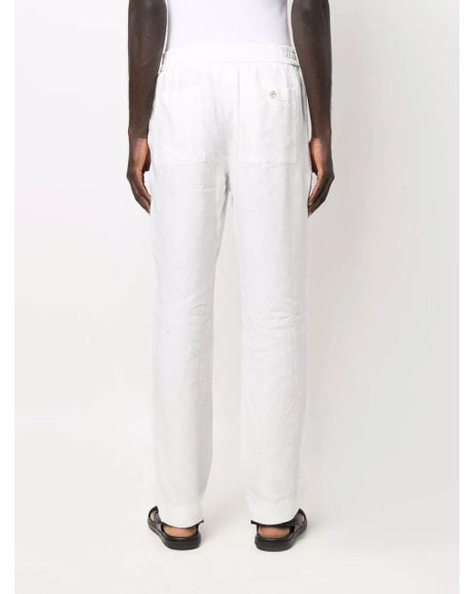 Vince White Drawstring Straight-Leg Trousers for men