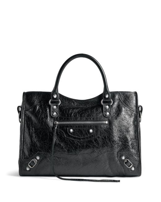 Balenciaga Black Medium Le City Textured-leather Tote Bag