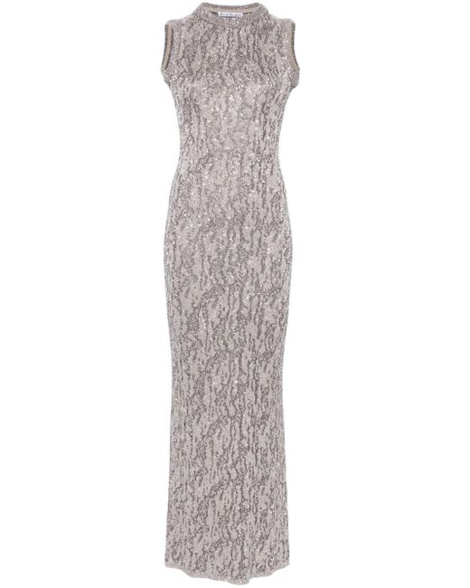 Acne Gebreide Maxi-jurk Verfraaid Met Pailletten in het Gray
