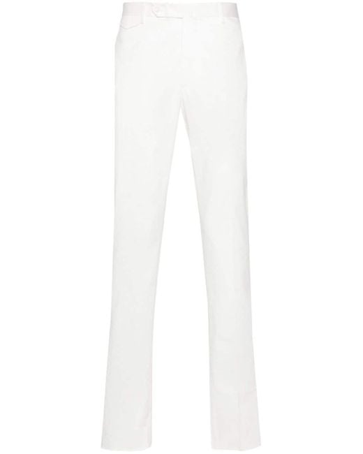 Tagliatore White Mid-rise Tailored Trousers for men