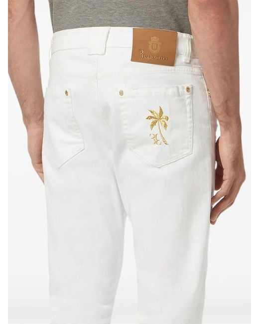 Billionaire White Jean À Détails Brodés Et Effet Usé for men