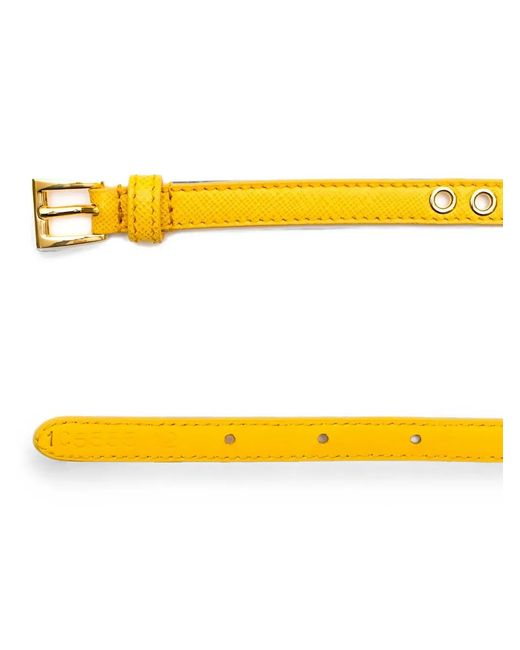 Prada Yellow Skinny Eyelet Belt
