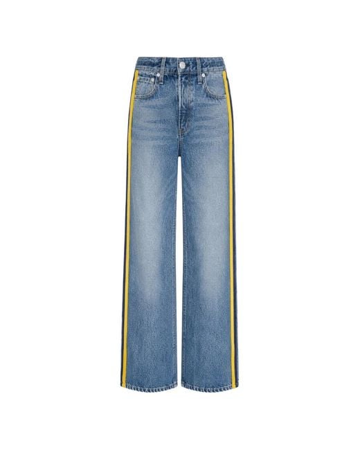 Rag & Bone Blue Rb Miramar Sport Stripe Side-Stripe Wide-Leg Jeans