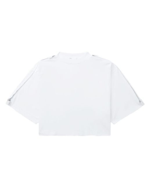 Toga White Zip-embellished Cotton T-shirt
