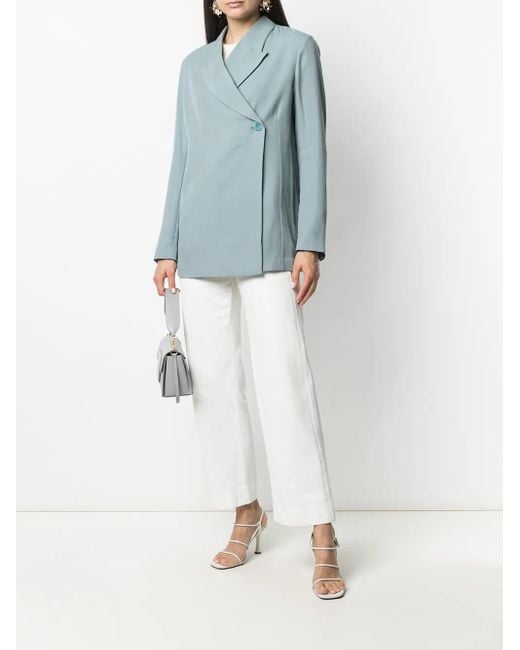 Remain Blue Single-Breasted Tailored Blazer