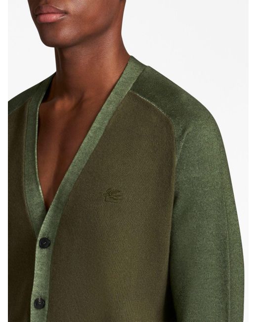 Etro Green Virgin Wool Cardigan for men