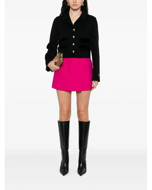 ERMANNO FIRENZE Black Detailed Buttoned Cropped Jacket