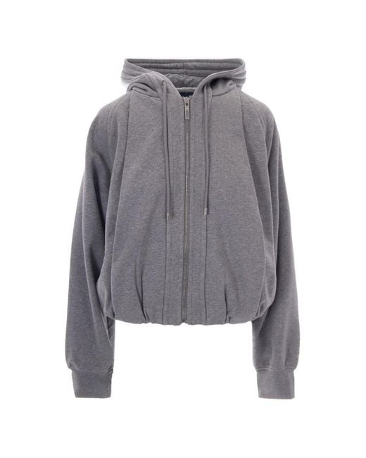Sportmax Gray Zip-Up Drawstring Hoodie