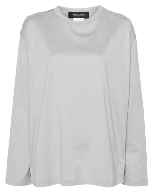 Fabiana Filippi White Panelled Long-Sleeve T-Shirt