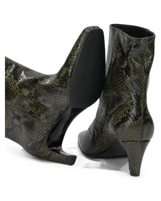 strategia shoes Green Snakeskin-Effect Leather Boots