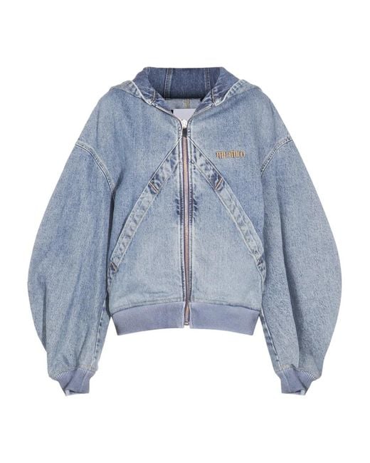 The Attico Blue Hooded Denim Jacket