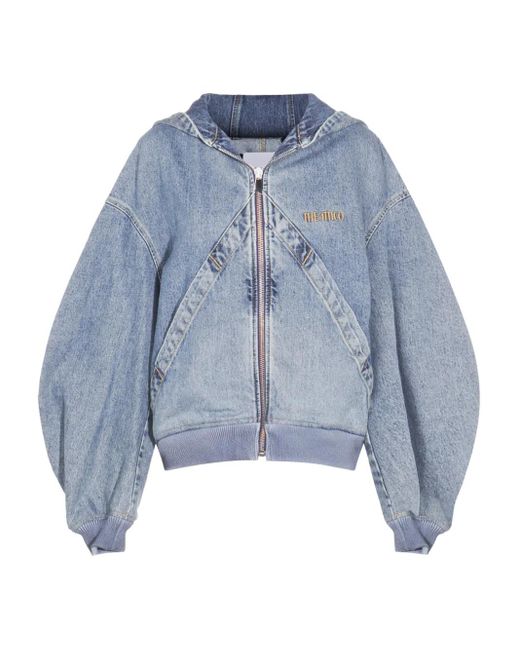 The Attico Denim Bomberjack Met Capuchon in het Blue