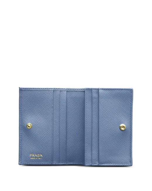 Prada Blue Triangle Logo Leather Wallet