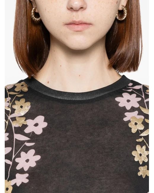 Camiseta con estampado brillante Cynthia Rowley de color Black