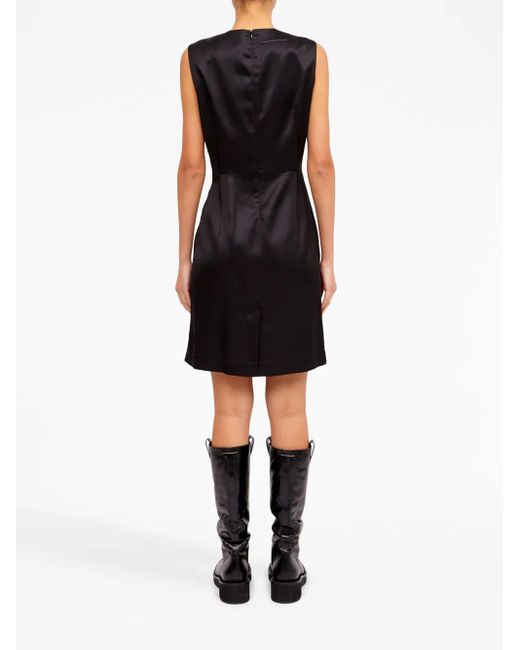 MM6 by Maison Margiela Black Pinstriped Sleeveless Minidress