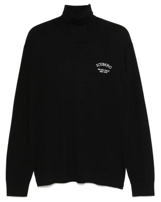 Iceberg Black Turtleneck Sweater for men