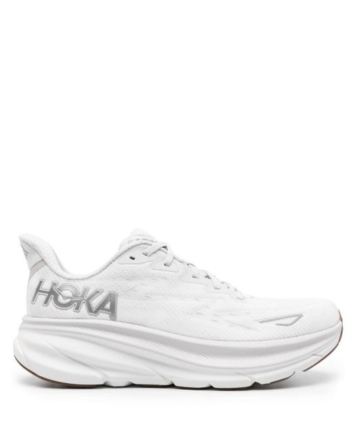 Hoka One One White Clifton 9 Lace-up Sneakers for men