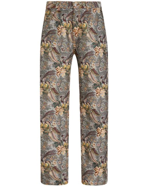 Etro Gerade Jeans mit Blumen-Jacquardmuster in Gray für Herren