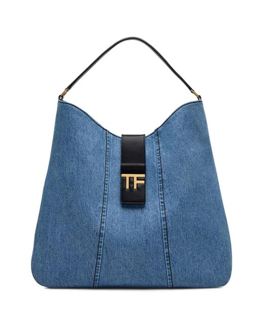 Tom Ford Blue Tf Denim Tote Bag