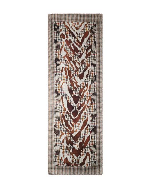 Pierre Louis Mascia Natural Houndstooth-Pattern Scarf