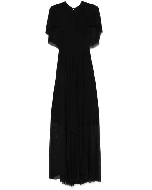 Talbot Runhof Black Draped-Detail Gown