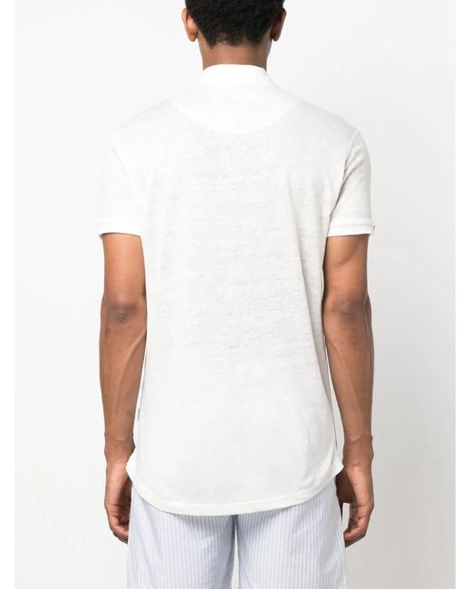 Orlebar Brown White Sebastian Short-Sleeve Linen Polo Shirt for men