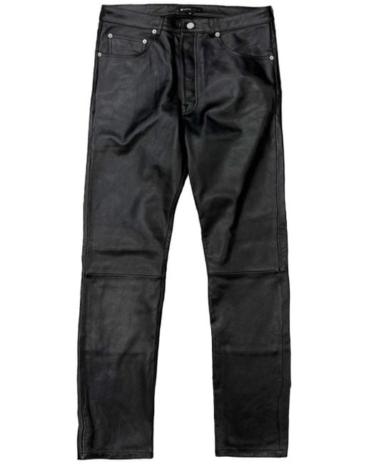 Purple Brand Gray Straight-leg Leather Trousers for men