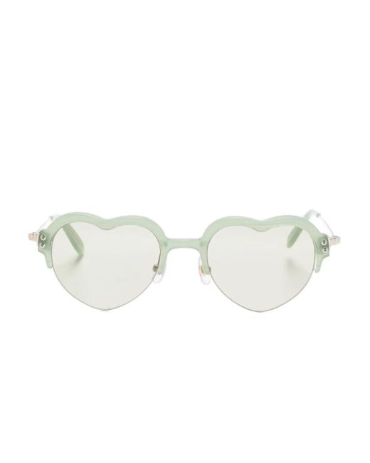 Megane and Me White Heart-Frame Metal Sunglasses