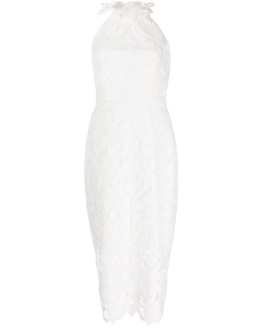 MILLY Bridget Guipure Lace Midi Dress in White - Lyst