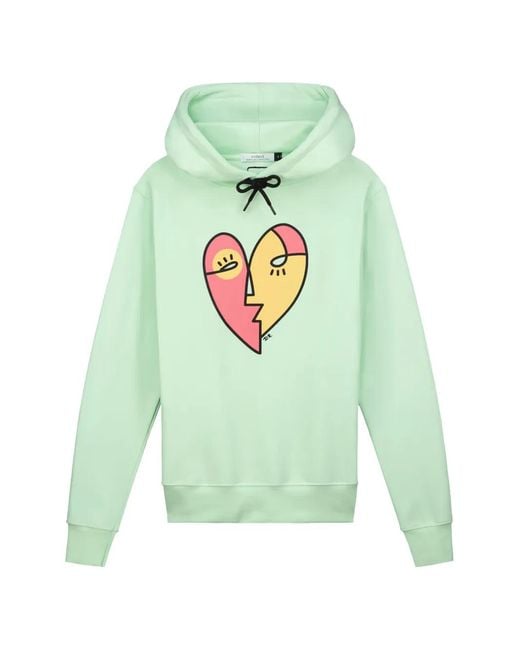 Collect the Label Green Heart-Print Drawstring Hoodie