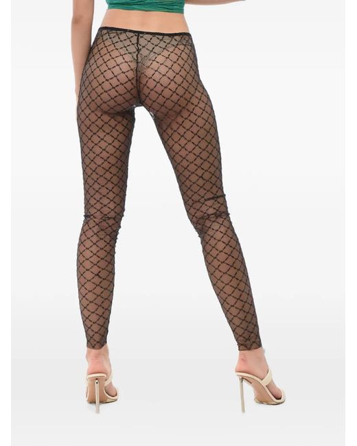 DSquared² Brown Sequin-Embroidered Mesh Tights