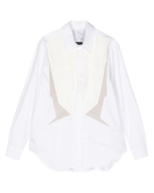 Fumito Ganryu White Kinetic Panelled Shirt for men