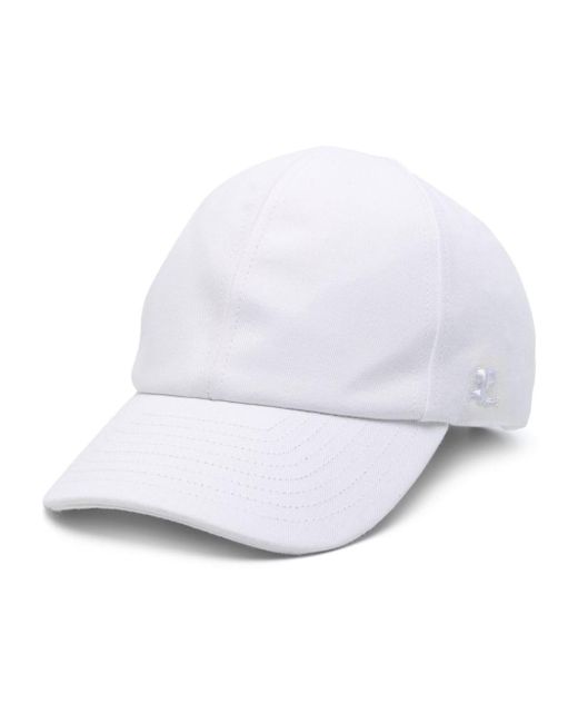 Courreges White Embroidered-logo Twill Cap