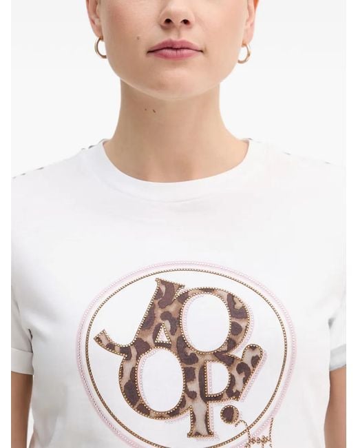 Joop! Blue Logo-Print Rhinestone-Embellished T-Shirt