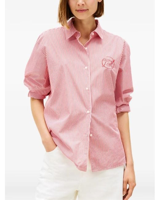 Tommy Hilfiger Pink Striped Embroidered Shirt