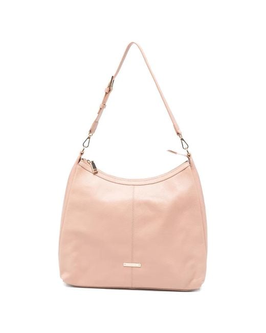 Cromia Pink Serena Grained Leather Shoulder Bag