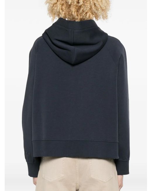 Max Mara Blue Full-Zip Hoodie With Embroidered Logo And Front Pockets