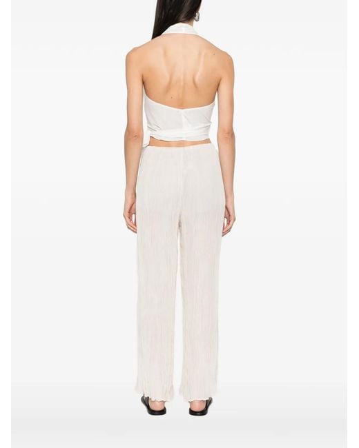 St. Agni White Pinstripe Wrap Top