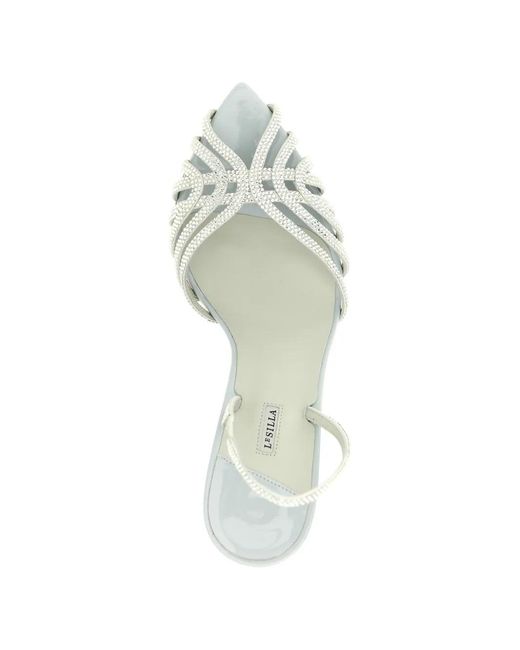 Le Silla White Rhinestone Pointed-Toe Sandals