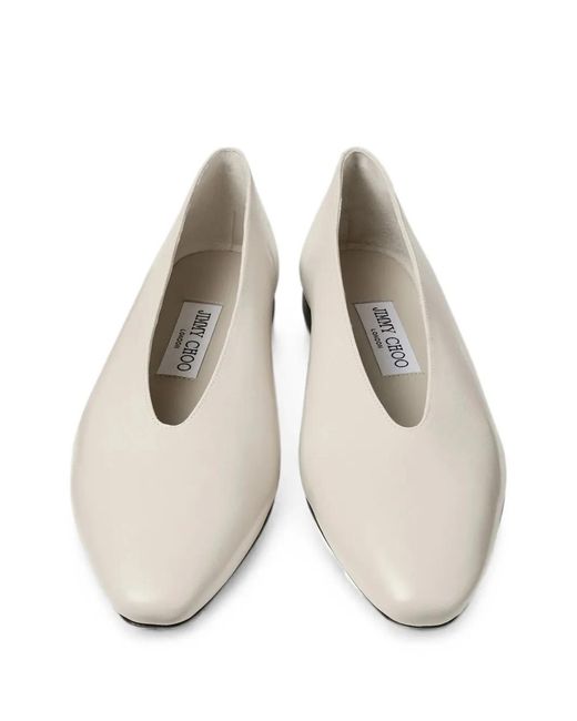 Jimmy Choo White Margot Leather Ballet Flats