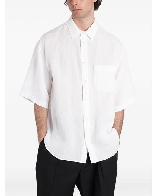 Grifoni White Short-Sleeve Chest-Pocket Shirt for men