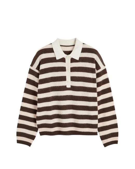 Chinti & Parker White Striped Merino-Wool Sweater