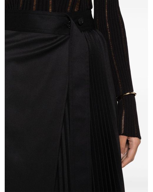 LVIR Black Pleated Wrap Skirt