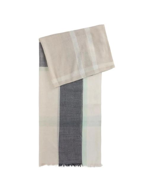 Barbour White Maisy Tartan-Pattern Scarf