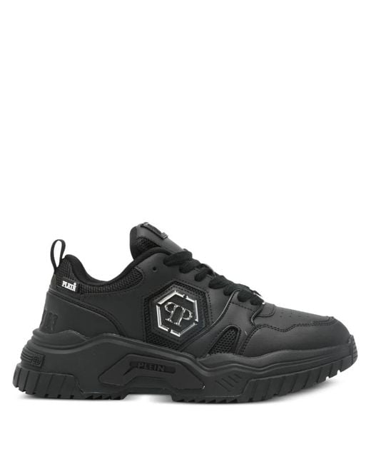 Philipp Plein Black Logo-Plaque Sneakers for men
