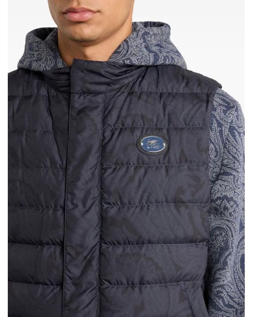 Etro Blue Paisley-Pattern Padded Gilet for men