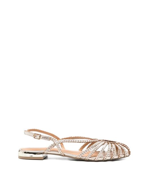 Gioseppo Natural Hingham Braided Metallic-Leather Sandals