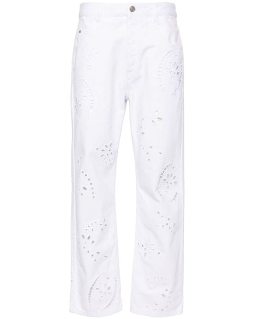 Isabel Marant White Irina Straight-Leg-Jeans mit hohem Bund