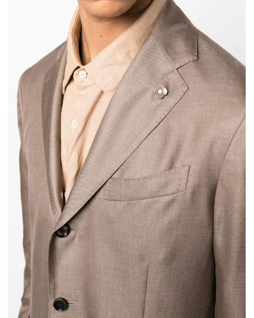 Lardini Brown Americana Brooch-Detail Blazer for men