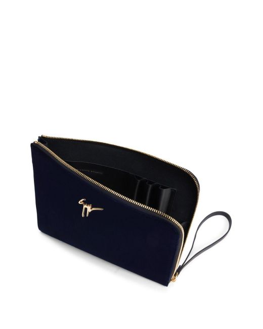 Giuseppe Zanotti Blue Fabian Logo-plaque Clutch Bag for men